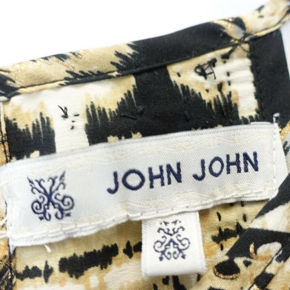 Beaded Crop Top Womens S Black Tan Ikat Halter Cut Out Boho Festival JOHN JOHN - Picture 3 of 8